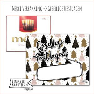 Merci Chocolade -> Feestdagen - No:04 (Gezellige Feestdagen - Goudkleurige/zwarte Kerstbomen met schrijfruimte)