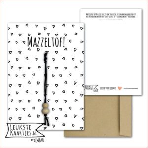 Kaartkadootje -> Gelukspoppetje - No:02 (Mazzeltof - Gelukswens - Driehoekjes, zwart/wit)^