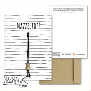 Kaartkadootje -> Gelukspoppetje - No:07 (Mazzeltof - Gelukswens - Strepen, Zwart/wit)^