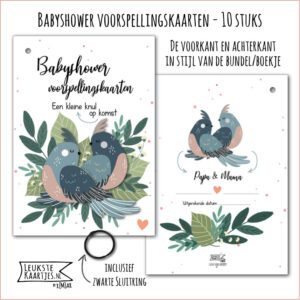 Babyshower -> Voorspellingskaart - Bundel/Boekje - No:02-1 - Knul/Jongetje (in stijl met sluitring, Vogels Papa & Mama - Blauw)^ - Afbeelding 4