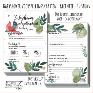 Babyshower -> Voorspellingskaart - Bundel/Boekje - No:01-1 - Kleintje/Unisex (in stijl met sluitring, Vogels Papa & Mama - Roze/Blauw)^ - Afbeelding 3