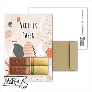 Kaartkadootje -> Merci Chocolade reepjes - No:05 (Vrolijk Pasen - Paashaas en eieren streep)^