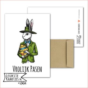 Kaart -> Pasen - No:09 (Vrolijk Pasen - Paashaas gekleurd)