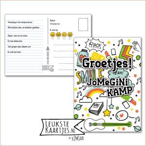 Kaart Op Kamp -> JoMeGiNi No: 16 /3-2 (Groetjes! JoMeGiNi kamp - Stickers-Smile)