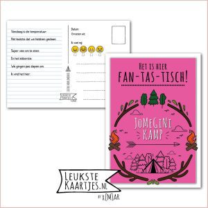 Kaart Op Kamp -> JoMeGiNi No: 01-2 /1-2 (Het is hier Fan-tas-tisch - op kamp - Roze)