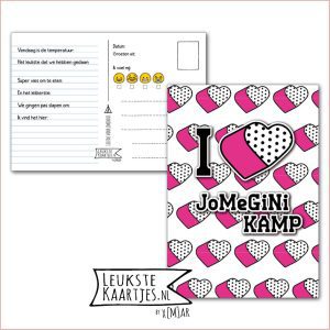 Kaart Op Kamp -> JoMeGiNi No: 17 /3-3 (I Love JoMeGiNi kamp - Poppie-Hart-wit/roze)