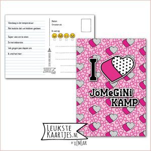 Kaart Op Kamp -> JoMeGiNi No: 18 /3-4 (I Love JoMeGiNi kamp -Poppie-Hart-roze/roze)