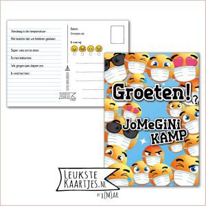 Kaart Op Kamp -> JoMeGiNi No: 24 /3-13 (Groeten! JoMeGiNi kamp - Smilys-Mondkapje)
