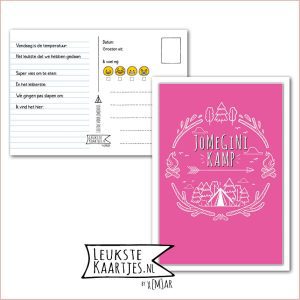 Kaart Op Kamp -> JoMeGiNi No: 02-2 /1-3 (JoMeGiNi Kamp - Krans-Tent-bomen-Roze)