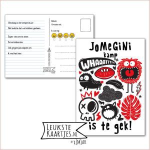 Kaart Op Kamp -> JoMeGiNi No: 34 /4-8 (JoMeGiNi kamp is te gek! – Monsters – WHAAT rood/zwart)