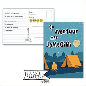 Kaart Op Kamp -> JoMeGiNi No: 41 /4-15 (Op avontuur met JoMeGiNi – Tent in de nacht met vuurtje, blauw)