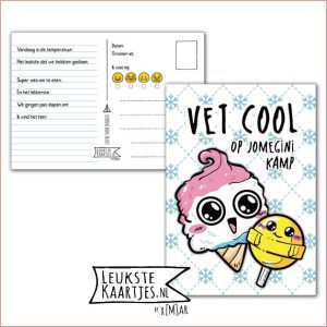 Kaart Op Kamp -> JoMeGiNi No: 64 /6-7 (Vet cool! Op kamp – IJsjes Kawaii met grote ogen, roze en geel)