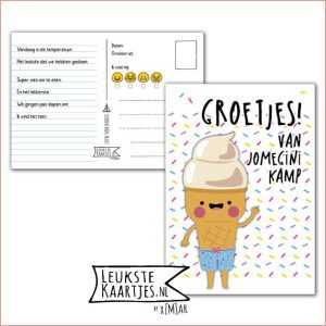 Kaart Op Kamp -> JoMeGiNi No: 66 /6-9 (Groetjes! Van kamp – Gekleurde hageltjes, Softijsje)