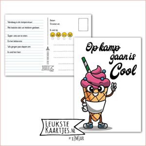 Kaart Op Kamp -> Kaarten Mee – No: 44 /6 (Op kamp gaan is Cool – Softijsje met rietje en twee vingers)