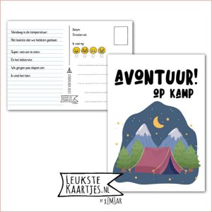 Kaart Op Kamp -> Kaarten Mee – No: 59 /6 (Avontuur! Op kamp – Rode tent met bomen en bergen bij nacht)