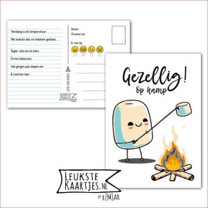 Kaart Op Kamp -> Kaarten Mee – No: 63 /6 (Gezellig! Op kamp – Marshmallow met marshmallow boven vuur)