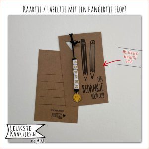 Labeltje -> Topper - No:08 (Hanger Gele Smiley - Een bedankje voor jou - Potloodjes - Zwart-Kraft/Karton) - Afbeelding 2