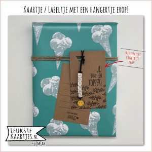 Labeltje -> Topper - No:03 (Hanger Gele Smiley - Jij bent een TOPPER! - Takjes blaadjes - Zwart-Kraft/Karton) - Afbeelding 2