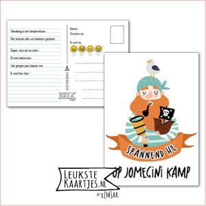 Kaart Op Kamp -> JoMeGiNi No: 80 /7-1 (Spannend he - Op kamp - Piraat met meeuw op hoofd)