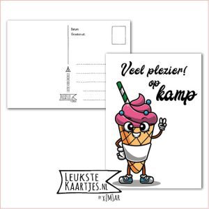 Kaart Op Kamp -> Thuisblijvers No: 20 /3 (Veel plezier! Op kamp – Softijsje met rietje en twee vingers)
