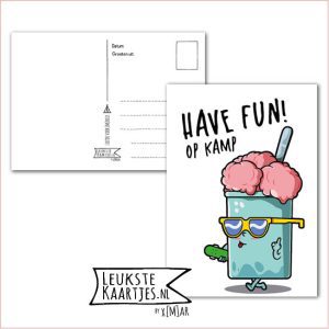 Kaart Op Kamp -> Thuisblijvers No: 21 /3 (Have fun! Op kamp – Beker roze ijs met skateboard)