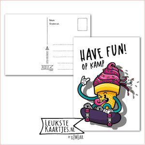 Kaart Op Kamp -> Thuisblijvers No: 22 /3 (Have fun! Op kamp – Softijsje op skateboard)