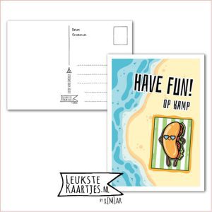 Kaart Op Kamp -> Thuisblijvers No: 34 /3 (Have fun! Op kamp – Strand zee met zonnend broodje gezond)