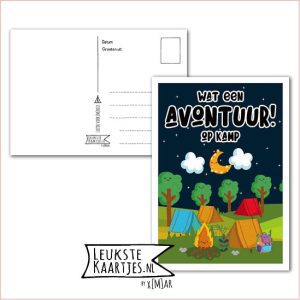 Kaart Op Kamp -> Thuisblijvers No: 36 /3 (Wat een Avontuur! Op kamp – Tenten tussen bomen bij nacht)