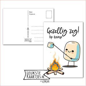 Kaart Op Kamp -> Thuisblijvers No: 39 /3 (Gezellig zeg! Op kamp – Marshmallow met marshmallow boven vuur)