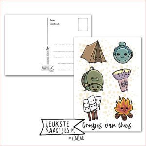 Kaart Op Kamp -> Thuisblijvers No: 40 /3 (Groetjes van thuis – Kamp reis elementen Kawaii)