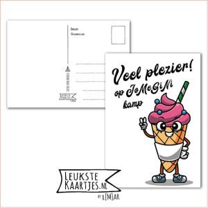 Kaart Op Kamp -> JoMeGiNi - Thuisblijvers No: 20 /3-2 (Veel plezier! Op kamp – Softijsje met rietje en twee vingers)