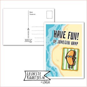 Kaart Op Kamp -> JoMeGiNi - Thuisblijvers No: 34 /3-16 (Have fun! Op kamp – Strand zee met zonnend broodje gezond)