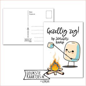 Kaart Op Kamp -> JoMeGiNi - Thuisblijvers No: 39 /3-21 (Gezellig zeg! Op kamp - Marshmallow met marshmallow boven vuur)