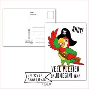 Kaart Op Kamp -> JoMeGiNi - Thuisblijvers No: 44 /4-4 (AHOY! Veel plezier op JoMeGiNi kamp - Piraten papegaai)