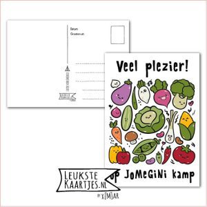 Kaart Op Kamp -> JoMeGiNi - Thuisblijvers No: 49 /4-9 (Veel plezier! Op JoMeGiNi kamp - Groenten Kawaii in vierkant)