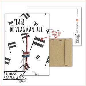 Kaartkadootje -> Vlaggetje - No:05 (Yeah! De vlag kan uit! - Nederlandse vlag - Vlaggen zwart/wit)^