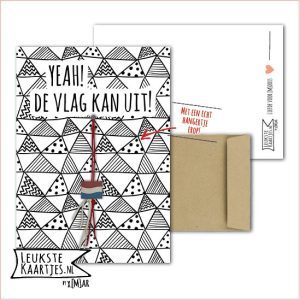 Kaartkadootje -> Vlaggetje - No:06 (Yeah! De vlag kan uit! - Nederlandse vlag - Vlaggen zwart/wit)^