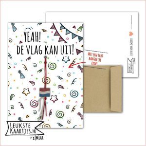 Kaartkadootje -> Vlaggetje - No:07 (Yeah! De vlag kan uit! - Nederlandse vlag - Vlaggen confetti spiralen, gekleurd)^