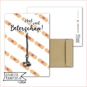 Kaartkadootje -> Hangertje Beterschap - No:08 (Heel veel Beterschap - Appeltjes hartjes - Pleisters hartje)