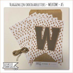 Vlaggenlijn Sinterklaas - ChocoladeLetters A5 No: 02 (Welkom! - Chocolade bruin gevlekt, papier) - Afbeelding 2
