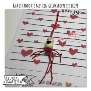 Kaartkadootje -> Gelukspoppetje Hartje - No:03 (Hart verwarmend ben jij - Liefde - Rode Hartjes met zwarte lijnen)^ - Afbeelding 2