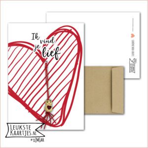 Kaartkadootje -> Gelukspoppetje Hartje - No:07 (Ik vind je lief - Liefde - Groot rood hart)^