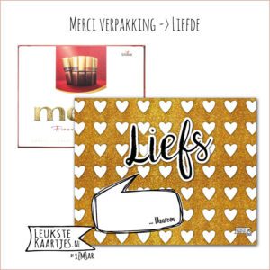 Merci Chocolade -> Liefde - No:11 (Liefs - Goudkleurig, witte hartjes)