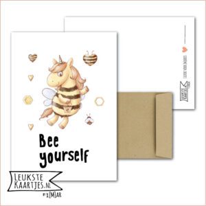 Kaart Dieren -> Bijen Bees - Nr 12 (BEE yourself - Unicorn verkleed als bij)