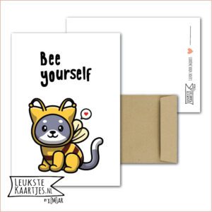 Kaart Dieren -> Bijen Bees - Nr 14 (BEE yourself - Kat verkleed als bij)