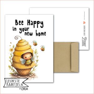 Kaart Dieren -> Bijen Bees - Nr 16 (Bee Happy in your new home - Schattige Bij in Bijenkorf)