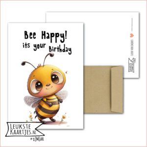 Kaart Dieren -> Bijen Bees - Nr 05 (BEE Happy! Its your birthday - Schattige bij met grote ogen)