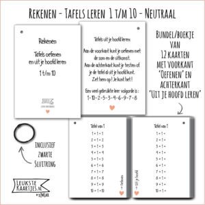 Rekenen -> Tafels 1 t/m 10 - Bundel/Boekje - No:01 (Neutraal - Zwart/wit) - Afbeelding 2