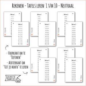 Rekenen -> Tafels 1 t/m 10 - Bundel/Boekje - No:01 (Neutraal - Zwart/wit) - Afbeelding 4