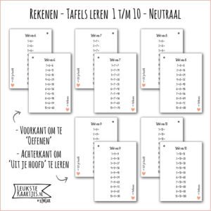 Rekenen -> Tafels 1 t/m 10 - Bundel/Boekje - No:01 (Neutraal - Zwart/wit) - Afbeelding 5